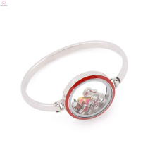 Mode 30mm flottant charme émail rouge haut visage verre en acier inoxydable médaillon bracelet bracelet
